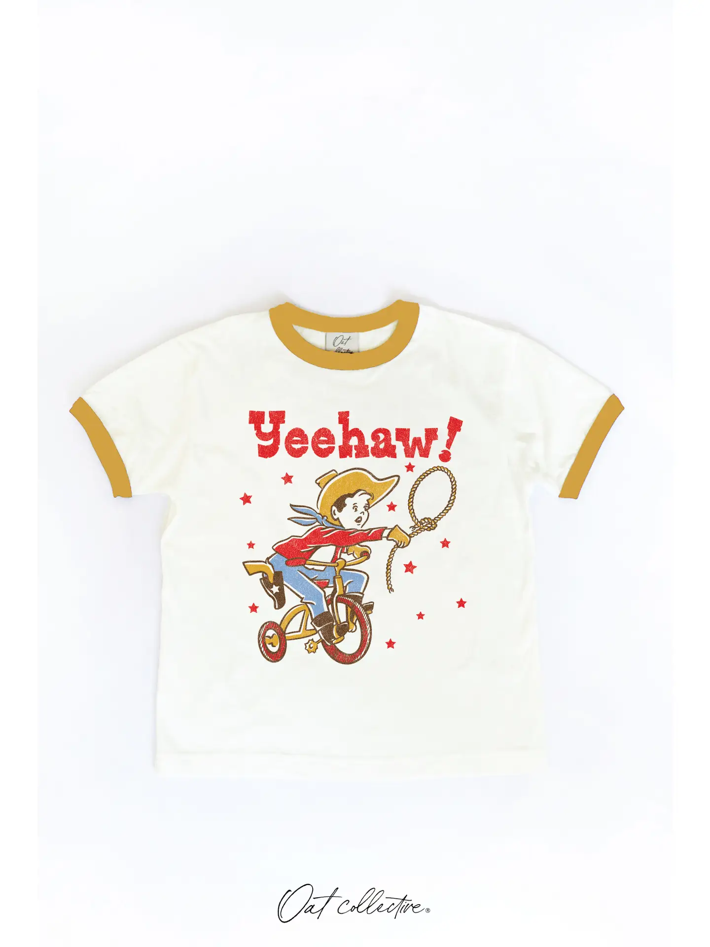 Yeehaw! Toddler Ringer Graphic Top - Mustard
