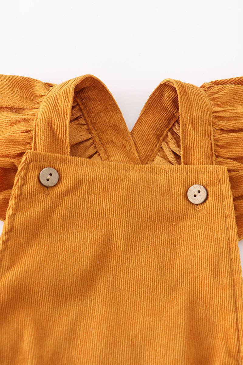 BABY GIRL HONEY VELVET RUFFLE ROMPER