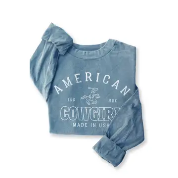 American Cowgirl Mineral Graphic Long Sleeve - Mineral Vintage Blue