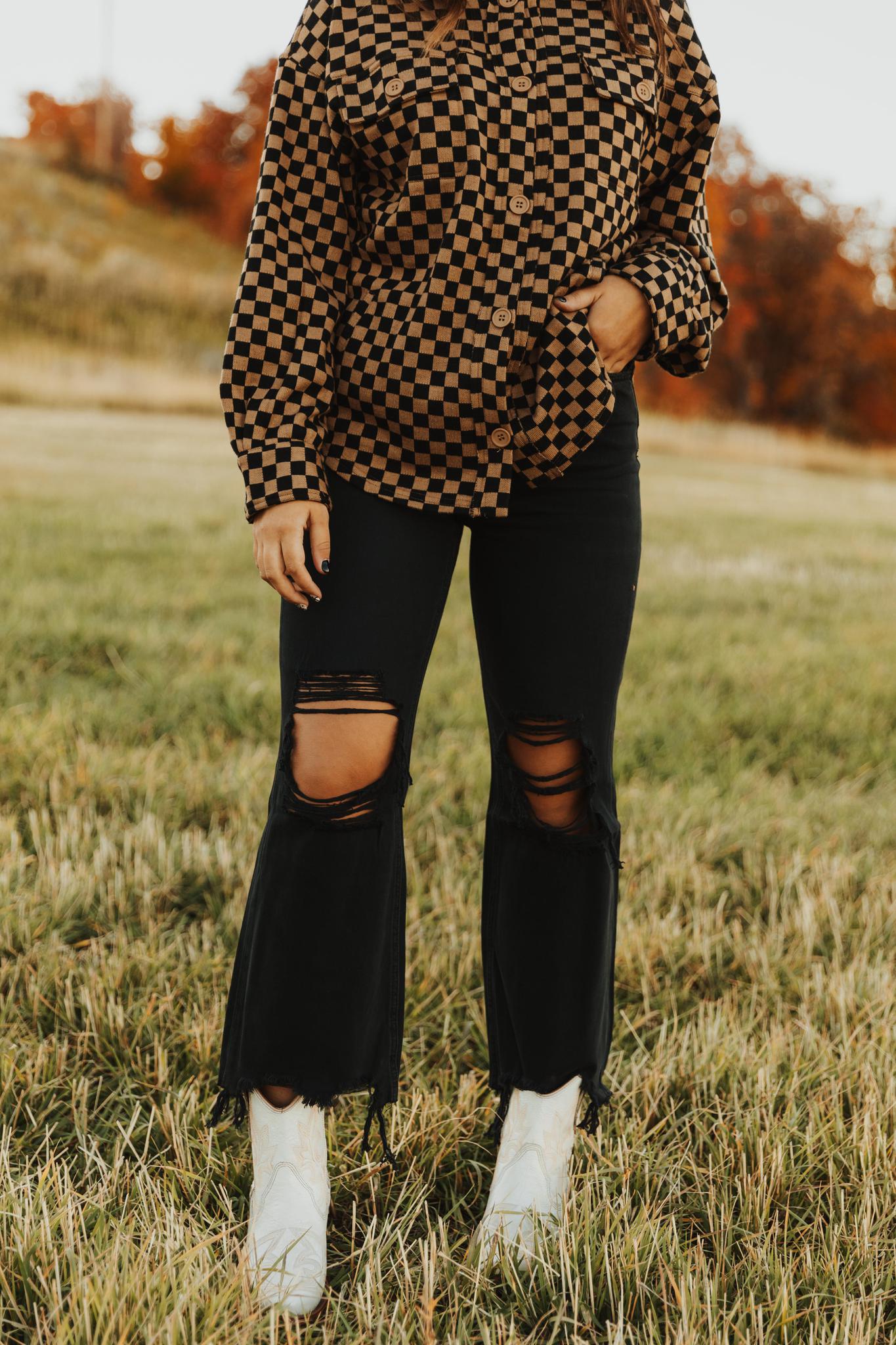 90'S VINTAGE CROP FLARE - BLACK
