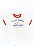 United States of America Toddler Ringer Graphic Top - RED