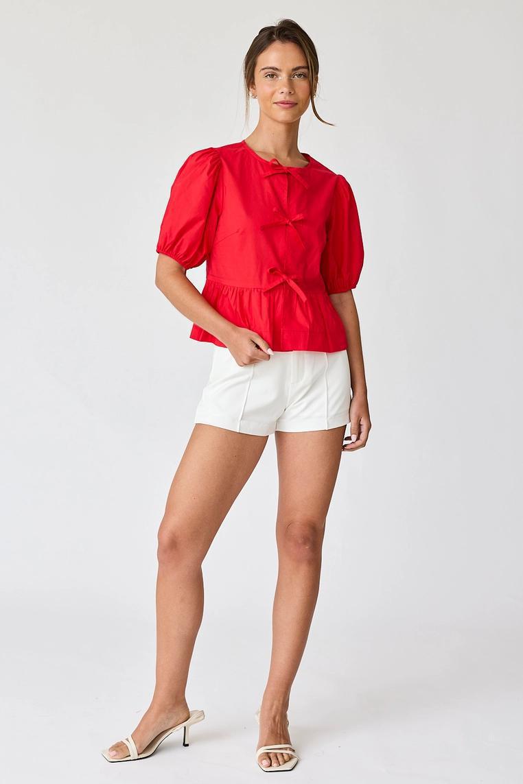 Hailey Bow Tie Detailed Blouse - Red
