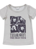 Patchwork Screen Printed Taylor Swift Tour Girls T-Shirt