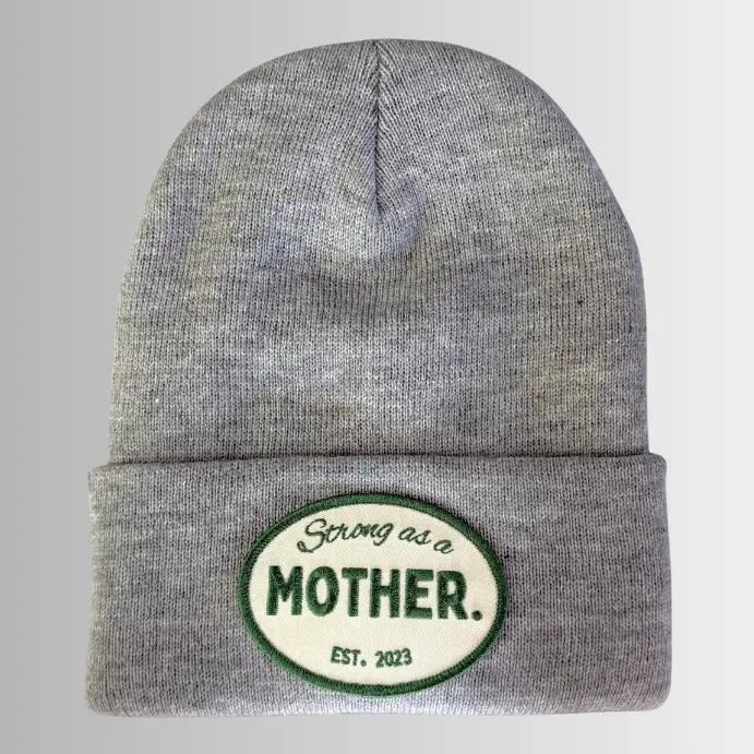 Strong As A Mother® Patch Beanie - Gray