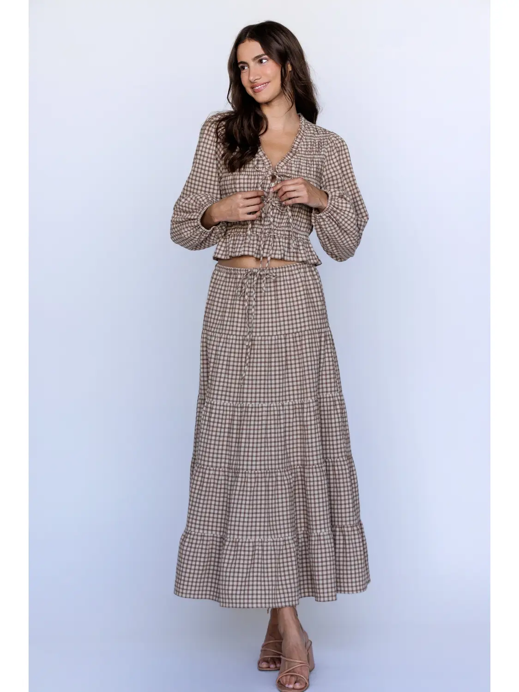 GINGHAM Maxi Tiered Skirt