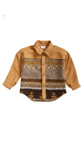 CORDOROY SLEEVE & MULTI PRINTED BUTTON UP SHIRT