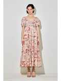 Western Square Neck Midi Dress