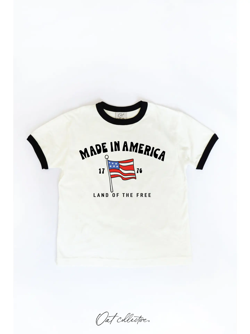 Made in America Toddler Ringer Graphic Top - BLACK