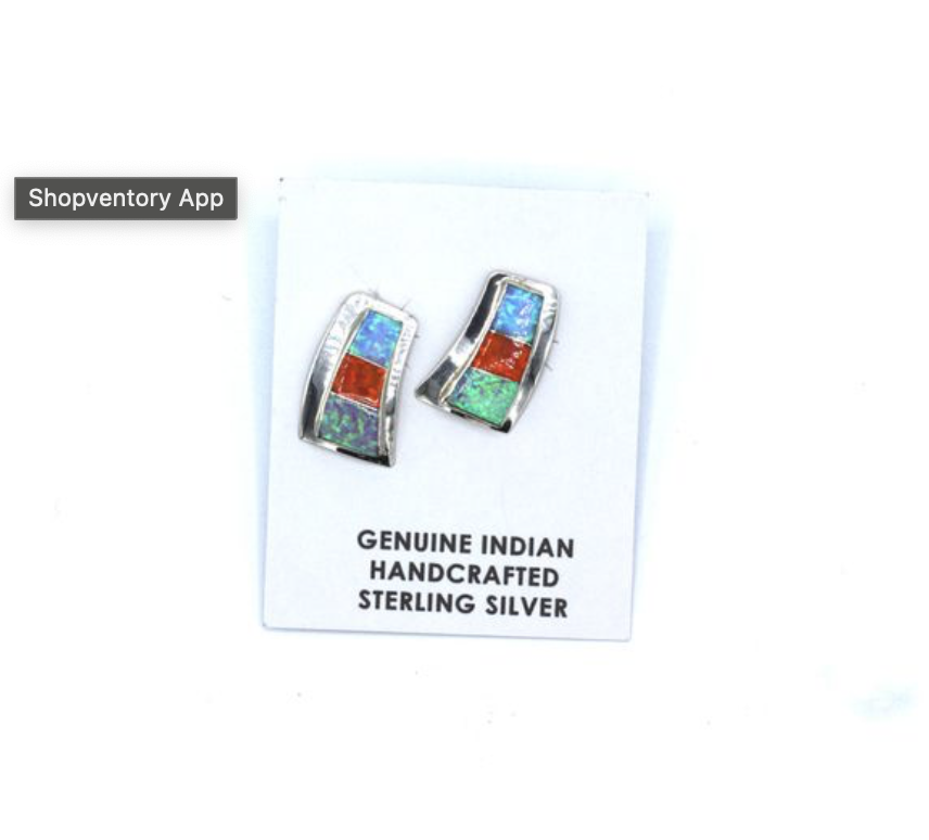 Navajo Handmade Opal Earrings-Norvin Johnson