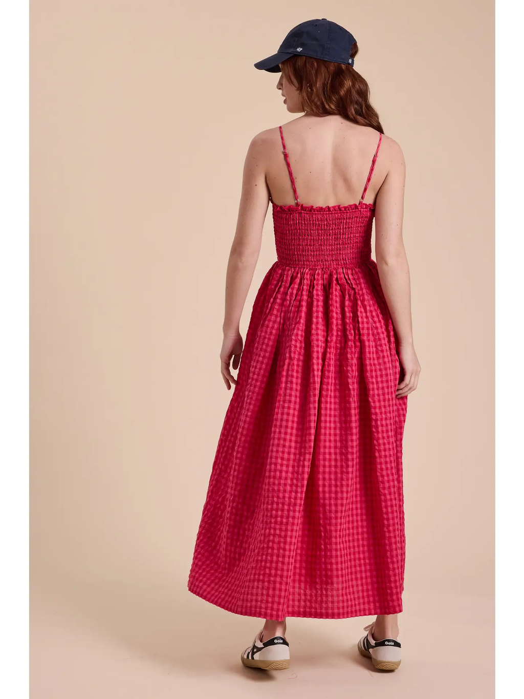 Gingham Print Long Dress