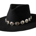 3D CHAIN HATBAND 1" CONCHO STONE BLACK