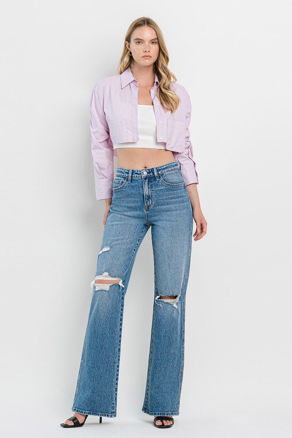 90's Vintage Super High Rise Flare Jeans