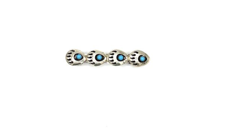 Vintage Handmade Turquoise Bear Paw Hair Barrettes