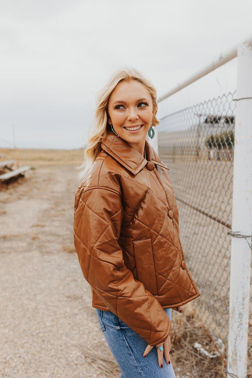 Faux Leather Quilted Jacket