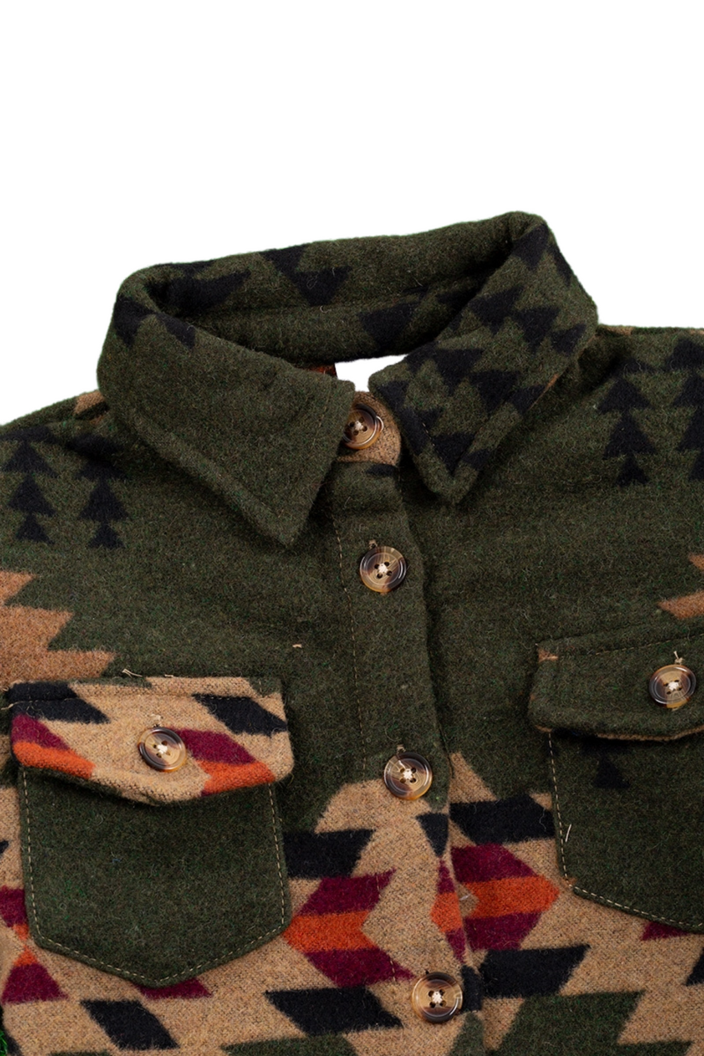 Olive Green Aztec Printed Shacket