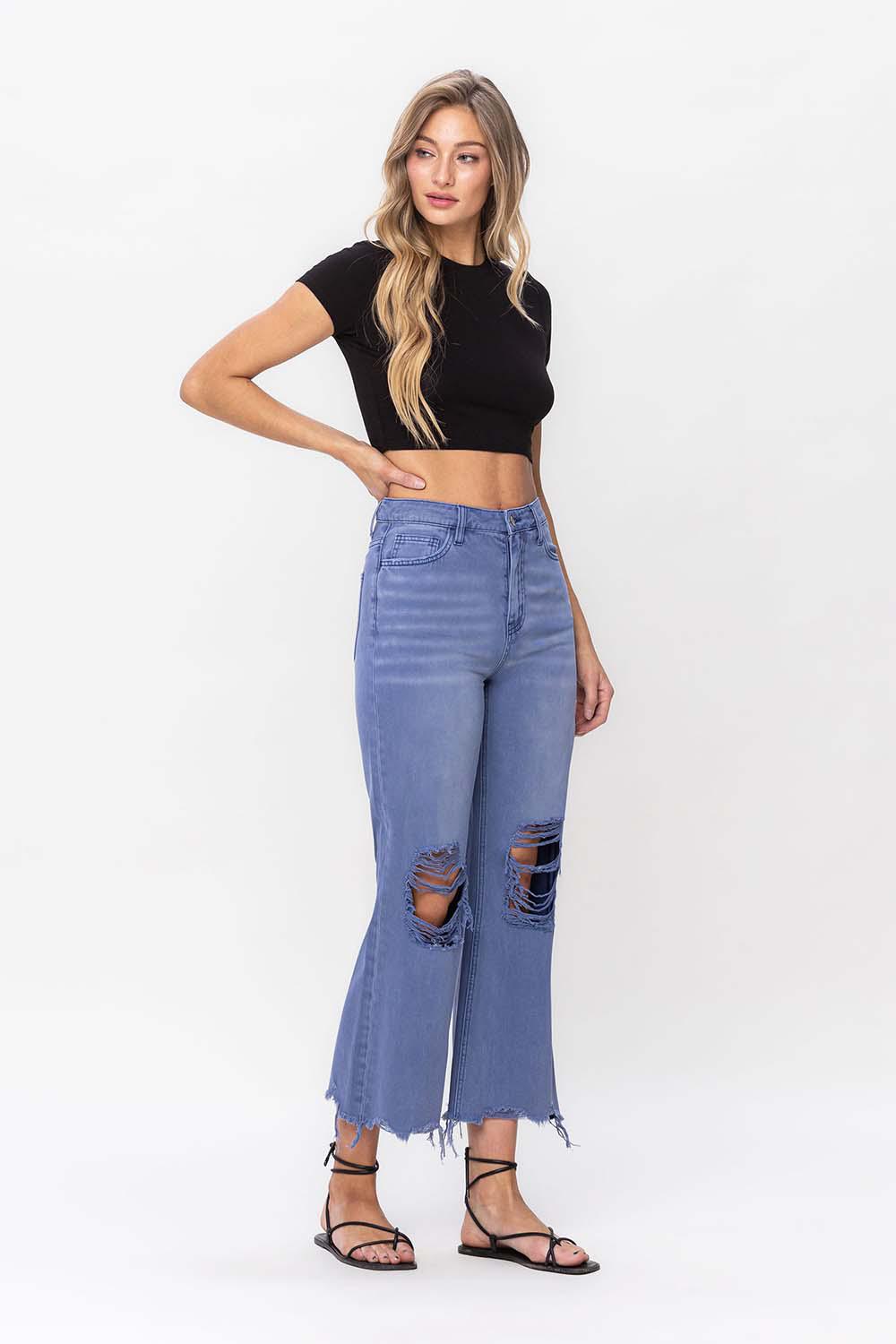 90'S VINTAGE CROP FLARE - INDIGO