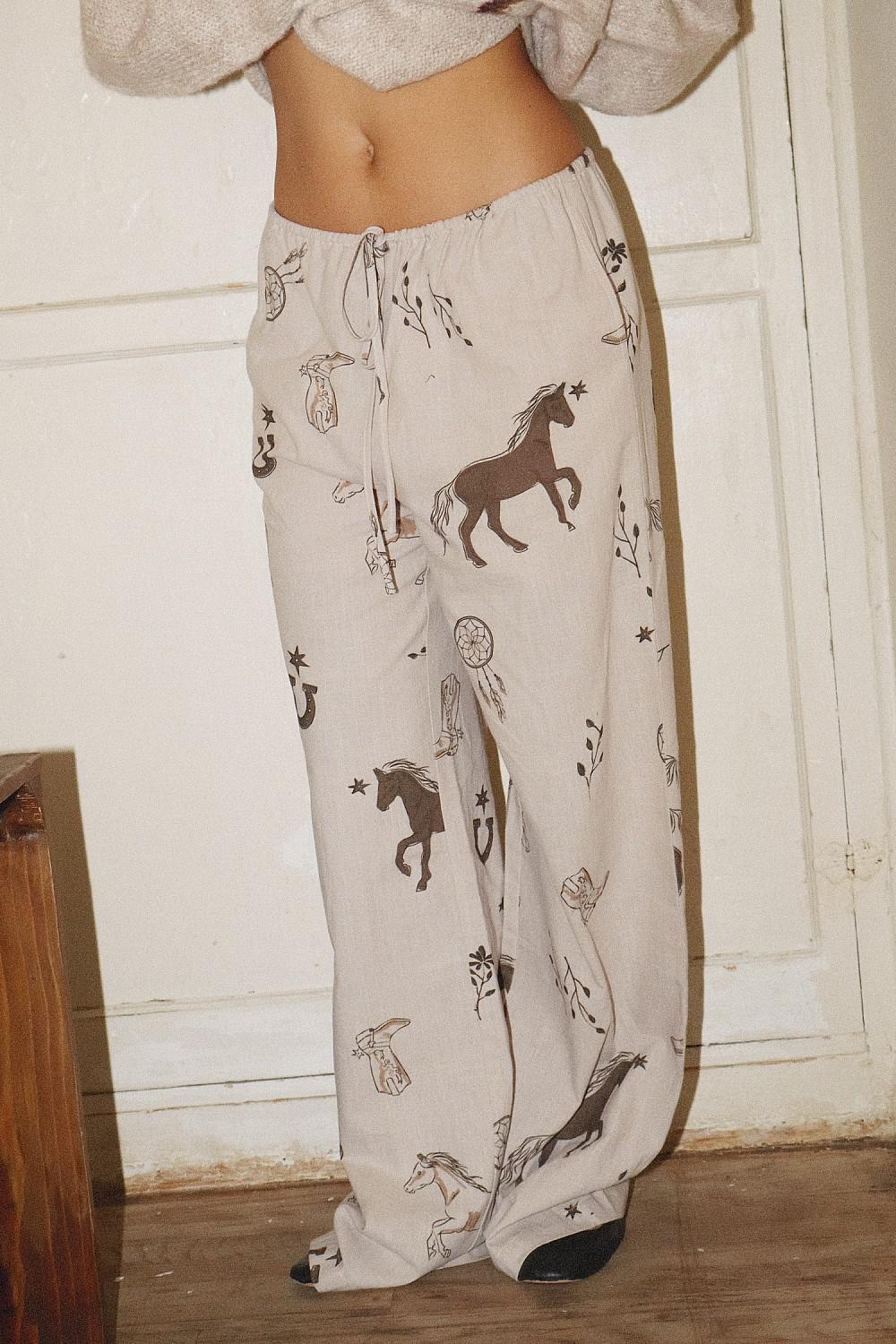 COWGIRL PRINT DRAWSTRING PANTS