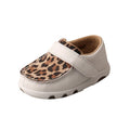 *INFANT DRIVING MOCCASINS - WHITE/LEOPARD ICA0001