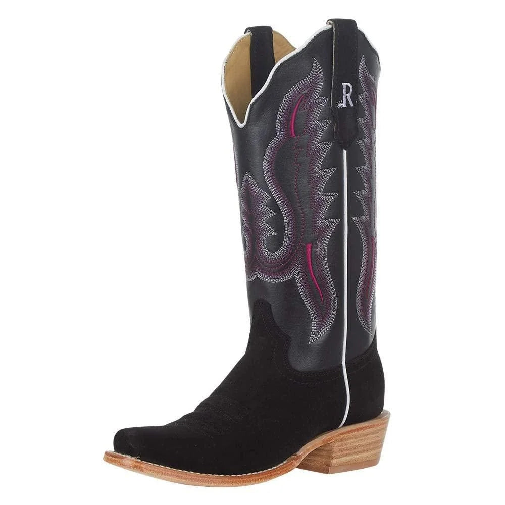 R Womens Black Roughout 13in Black Boot Black 6 B
