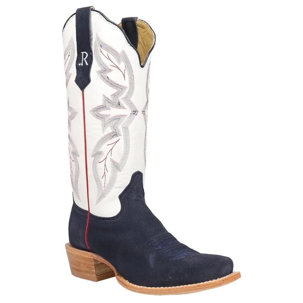 R. Watson Boots R Women Blue Roughout 13in White Boot Blue 6 B