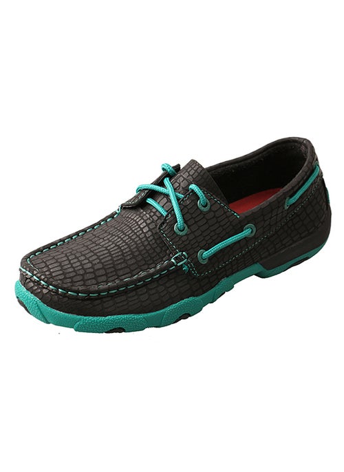 WOMENS DRIVING MOCCASINS - BOAT BOMBER BLACK/LUSH GREEN WDM0062